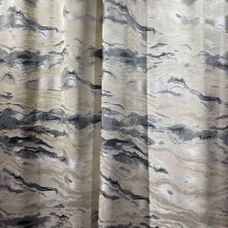 Marble Luxury Jacquard Textured Charcoal & Cream Curtain with Gold Glitter 5
