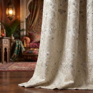Palais Arabesque Luxury 3D Jacquard Cream Champagne Damask Curtains 2