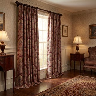 Regal Elegance Burgundy Wine Red Damask Curtain 3