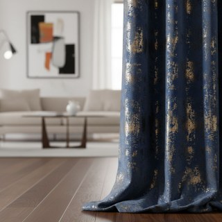 Sparkle Life Gold Glitter Blue Velvet Blackout Curtain 2