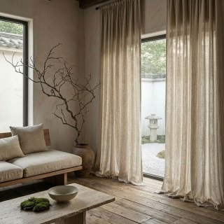 Wabi Sabi 100% Flax Linen Natural Colour Voile Curtain