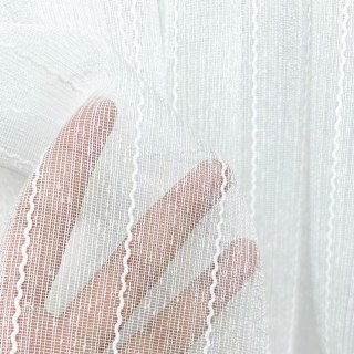 Whispering Waves Ivory White Striped Voile Curtain 5