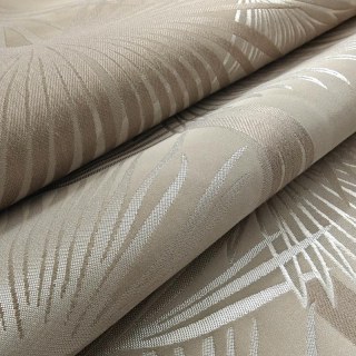 Fan Palm Silhouette Mocha Satin Tropical Leaves Curtain