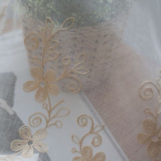 Touch Of Grace Embroidered Beige Flower Voile Curtain 5