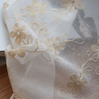 Touch Of Grace Embroidered Beige Flower Voile Curtain 6