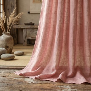Wabi Sabi Pure Flax Linen Dusky Pink Voile Curtain 1