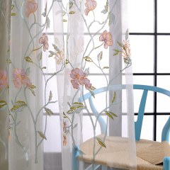 Fragrance Blue Branch Embroidered Sheer Curtain 3