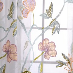 Fragrance Blue Branch Embroidered Sheer Curtain 4