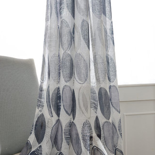 Infinity Blue Grey Modern Geometric Sheer Curtain 2