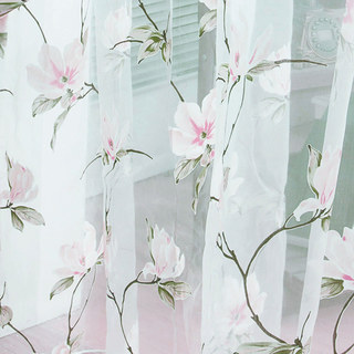 Morning Flower Pink Sheer Curtain 1