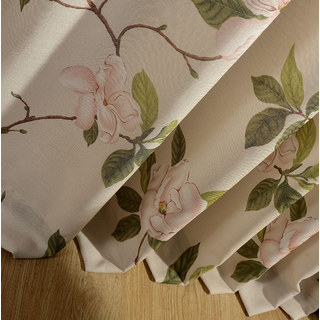 Smell The Magnolias Pastel Pink Floral Curtain 4