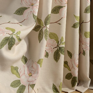 Smell The Magnolias Pastel Pink Floral Curtain 5