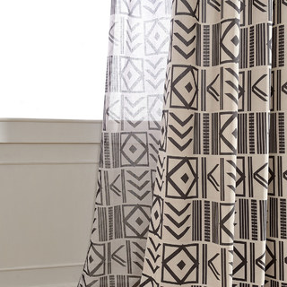 The City Sketch Black Modern Geometric Sheer Curtain 3