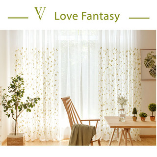 Love Fantasy Chartreuse Green Leaf Sheer Curtain 4
