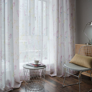 Hummingbird Pink Sheer Curtain 2