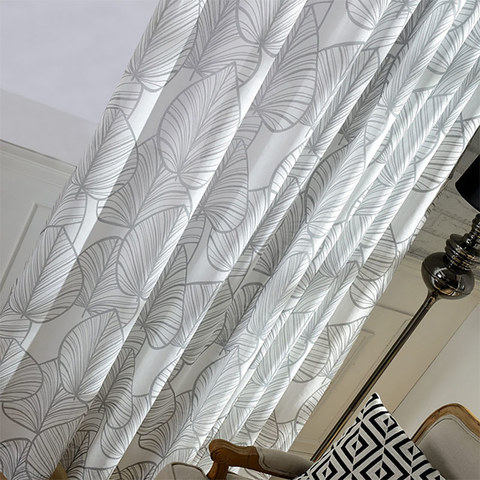 Lush Palm Tree Paradise Grey Semi Sheer Curtain 1