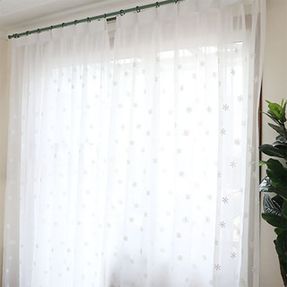 Seasons Christmas Decoration Embroidered Snowflake Sheer Curtain 4