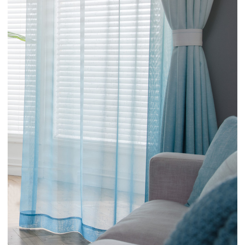 The Perfect Blend Ombre Turquoise Blue Textured Sheer Curtain