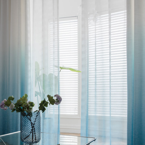 The Perfect Blend Ombre Turquoise Blue Textured Sheer Curtain 1