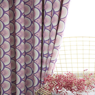 Hello Sunshine Modern Art Deco Pink Floral Curtain 1