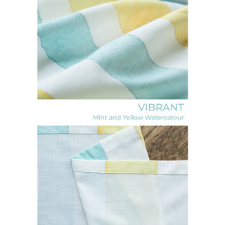 Vibrant Watercolour Mint and Yellow Striped Curtain 6