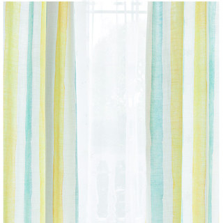 Vibrant Watercolour Mint and Yellow Striped Curtain 4