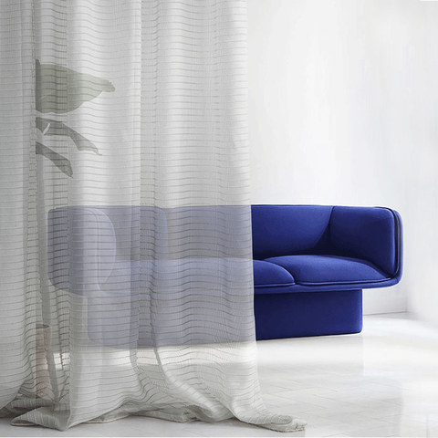 Tide Luxury Horizontal Striped Light Grey Sheer Curtain 1