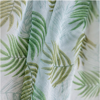 Fern Forest Printed Green Leaf Sheer Curtain 6
