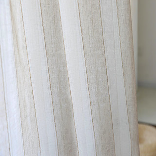 Natures Hug Sand and Mist Cream Textured Striped Linen Sheer Curtain 2