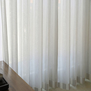 Natures Hug Sand and Mist Light Grey Striped Linen Voile Curtain 2