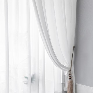 Funkier White Crushed Voile Sheer Curtain With Bold Stripes 7