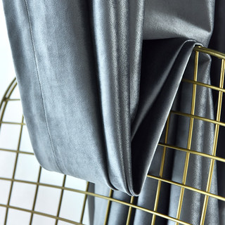 Luxury Metallic Blue Grey Blackout Velvet Curtains 4