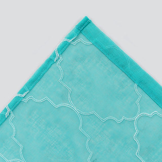 Fancy Trellis Tropical Aqua Detailed Embroidered Sheer Curtain 4