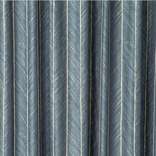 New Look Luxury Art Deco Herringbone Blue Grey & Gold Sparkle Curtain 6