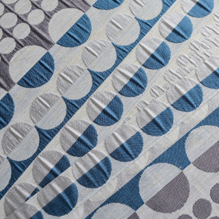 Obsessed with Polka Dots Modern 3D Jacquard Blue & Grey Geometric Patterned Curtain 10