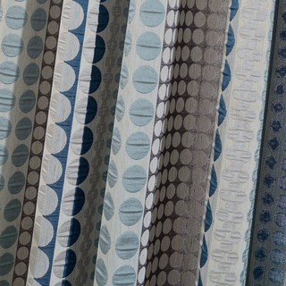 Obsessed with Polka Dots Modern 3D Jacquard Blue & Grey Geometric Patterned Curtain 12