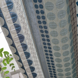 Obsessed with Polka Dots Modern 3D Jacquard Blue & Grey Geometric Patterned Curtain 9