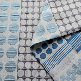 Obsessed with Polka Dots Modern 3D Jacquard Blue & Grey Geometric Patterned Curtain 11