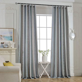 Obsessed with Polka Dots Modern 3D Jacquard Blue & Grey Geometric Patterned Curtain 4