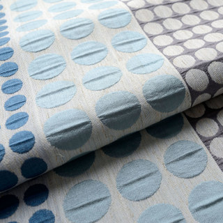 Obsessed with Polka Dots Modern 3D Jacquard Blue & Grey Geometric Patterned Curtain