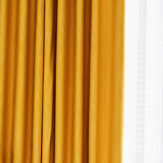 Rippled Waves Superthick Lemon Yellow Blackout Curtain 4