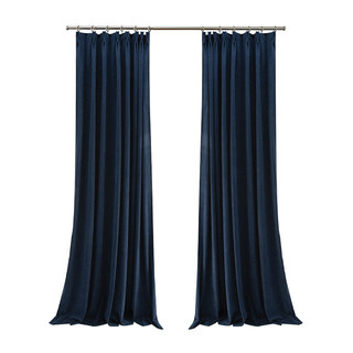 Exquisite Matte Luxury Midnight Navy Blue Chenille Curtain 7