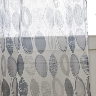 Infinity Blue Grey Modern Geometric Sheer Curtain