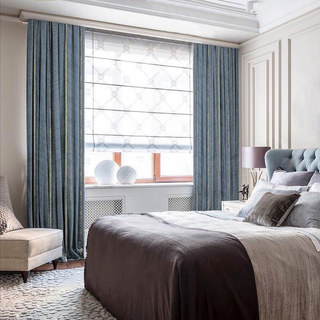 New Look Luxury Art Deco Herringbone Blue Grey & Gold Sparkle Curtain 2