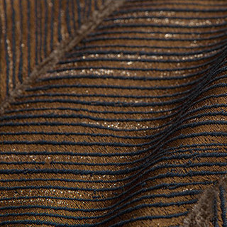 New Look Luxury Art Deco Herringbone Dark Chocolate Brown Gold Sparkle Curtain 5