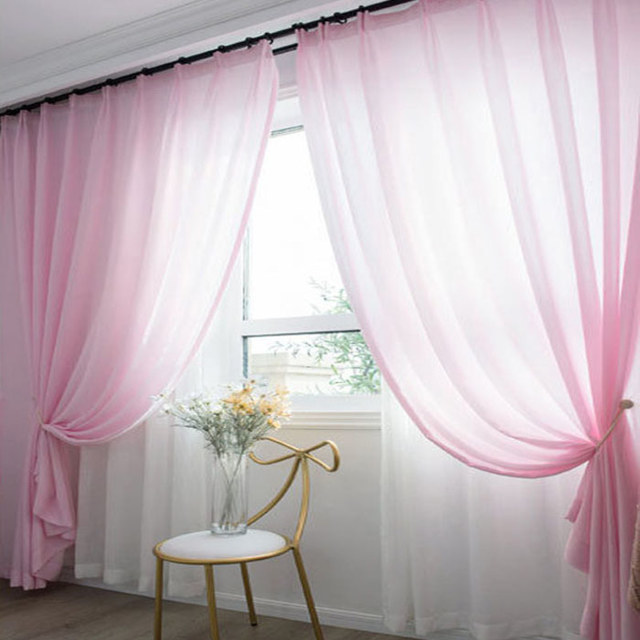 Satiny Touch Pink Voile Curtain 1