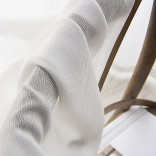 Luna Herringbone Textured Ivory White Voile Curtain