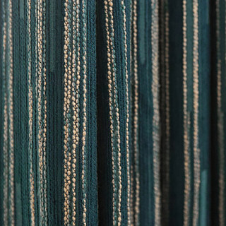 Sunbeam Subtle Textured Striped Teal and Gold Blackout Curtain 7