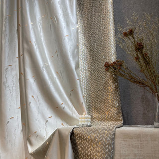 Koi Pond Luxury Jacquard Champagne Abstract Light Gold Curtain 2