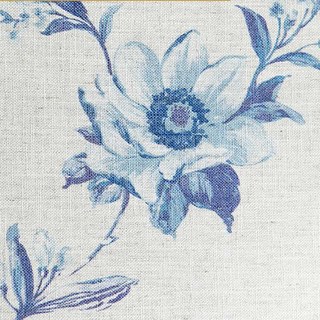 French Iris Porcelain Blue & White Jute Style Floral Curtain 5